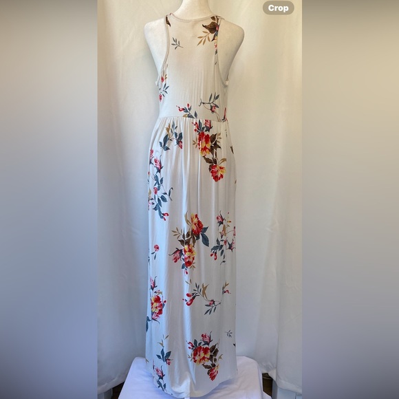 Women's Bohemian Floral Jersey Sleeveless
Racerback Maxi Summer Dress LG Pockets - Picture 8 of 16